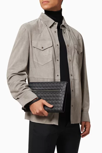 Document Case in Intrecciato Calfskin