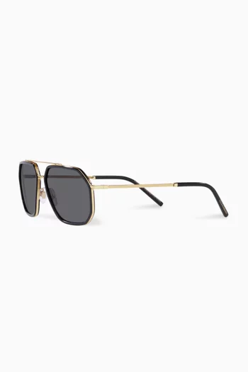 Grosgrain Sunglasses in Metal    