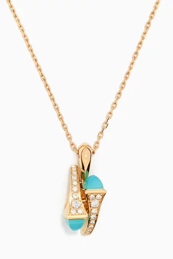 Cleo Blue Chalcedony & Pavé Diamond Huggie Pendant Necklace in 18kt Yellow Gold  