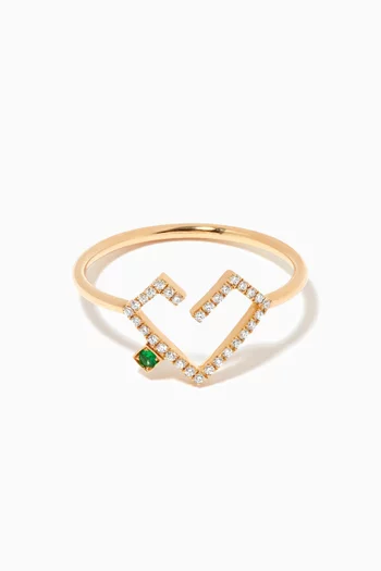 Hubb Diamond & Emerald Ring in 18kt Gold