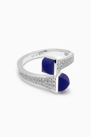 Cleo Diamond & Lapis Lazuli Ring in 18kt White Gold