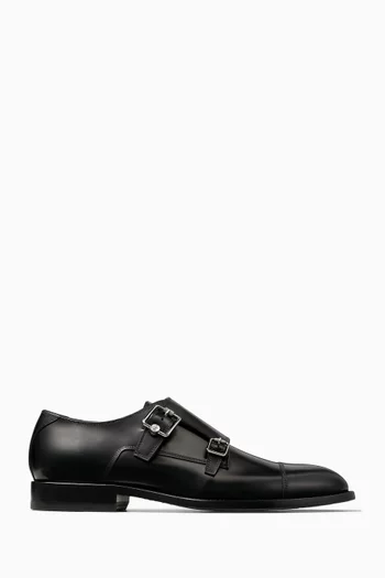 Finnion Monkstrap Shoes in Brush Off Leather    