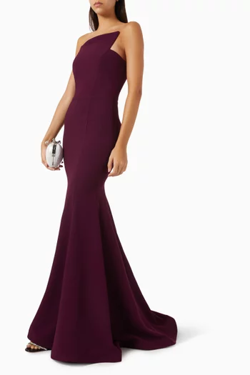 Asymmetric Gown in Pebbled Crepe