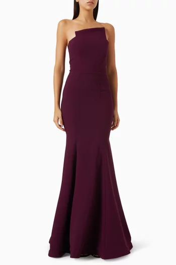 Asymmetric Gown in Pebbled Crepe