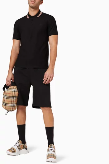 Icon Stripe Collar Polo Shirt in Cotton Piqué  