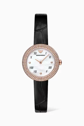 Rosa Quartz Leather Watch, 30mm