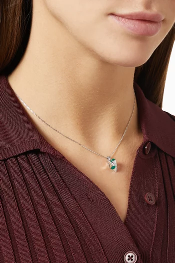 Cleo Diamond & Green Agate Necklace in 18kt White Gold 