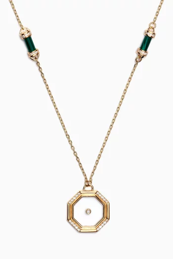 Amulet of Light Hexagon Cabochon & Diamond Necklace in 18kt Gold