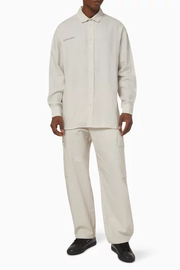Collared Long Sleeve Shirt in Aloe Linen