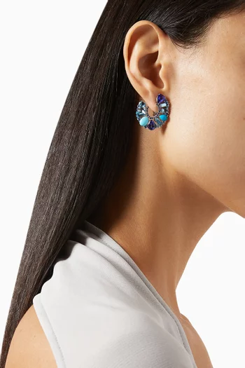 Blaze Sapphire Hoop Earrings  in 18kt White Gold