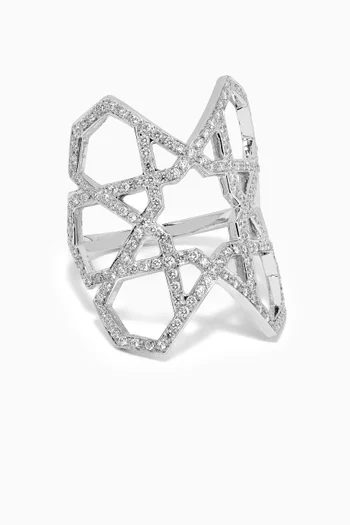 Arabesque Deco Diamond Ring in 18kt White Gold  