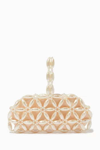 Tebea Clutch Bag in Acrylic Beads & Vegan Leather