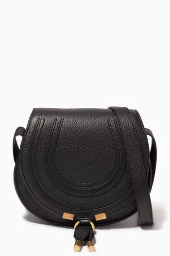 Small Marcie Saddle Bag in Grained Calfskin