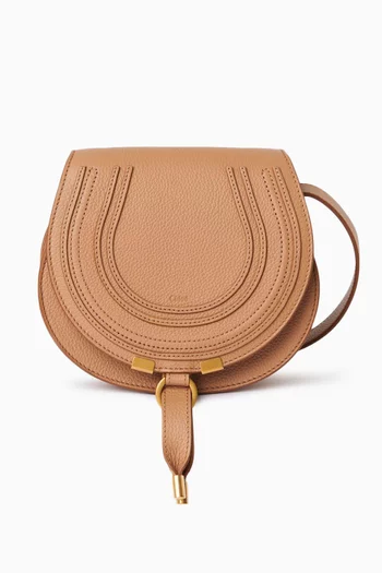 Small Marcie Saddle Bag in Grained Calfskin