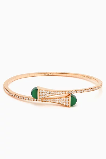 Cleo Diamond & Agate Midi Slip-on Bracelet in 18kt Rose Gold