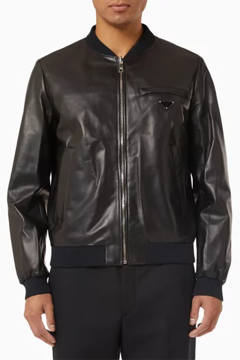 Reversible Bomber Jacket in Nylon & Leather 