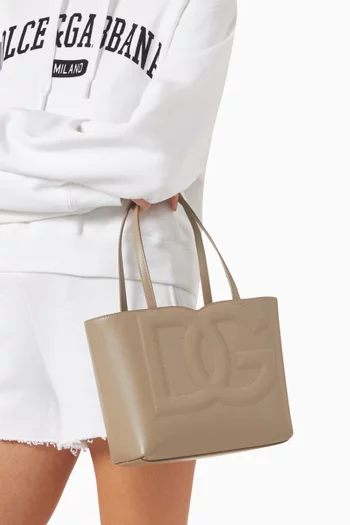 Small DG-embossed Logo Tote Bag in Calfskin