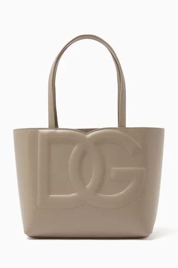 Small DG-embossed Logo Tote Bag in Calfskin