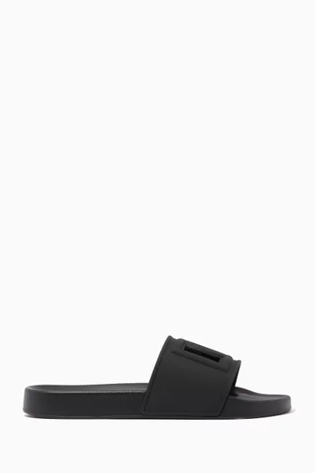Logo Cut-out Slide Sandals in Rubber