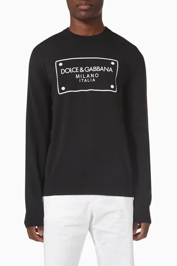 Embroidered Logo Sweater in Wool