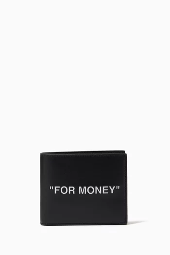 محفظة ثنائية الطيّ بطبعة "FOR MONEY" جلد