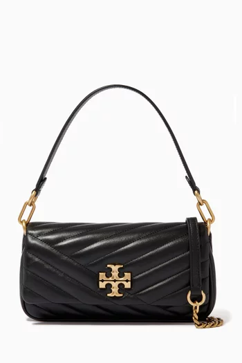Kira Chevron Small Shoulder Bag in Leather   