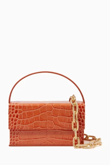 حقيبة إيدا جلد بنقشة جلد التمساح