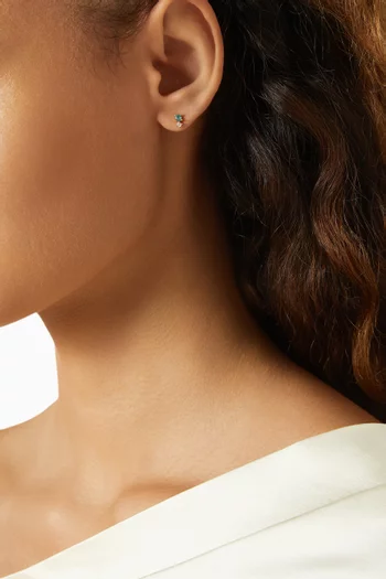 CZ & Crystal Stud Earrings in Gold-plated Brass