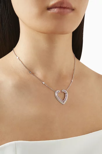 Aloria Sapphire Heart Necklace in 18kt White & Rose Gold