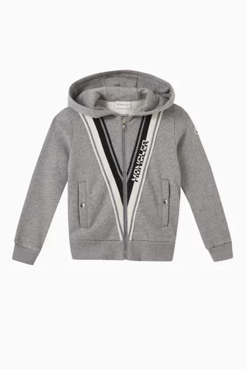 Striped Logo Hoodie in Cotton