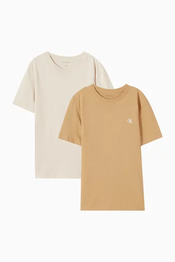 Monogram Logo T-shirt in Cotton, Set of 2