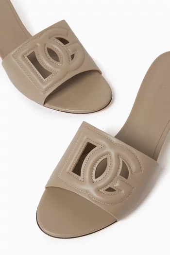 حذاء مفتوح ميلينيال بشعار DG وكعب 40 مم جلد