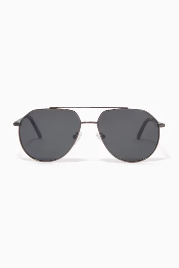 Edgar Aviator Polarized Sunglasses in Stainless Steel   