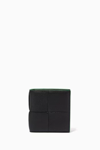 Slim Bi-fold Wallet in Intreccio Grained Leather