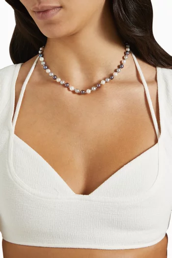Kiku Freshwater Pearl Necklace in 18kt White Gold 