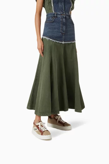 Lauren Low-top Sneakers in Linen & Leather