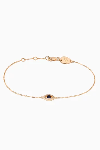 Evil Eye Sapphire Diamond Bracelet in 18kt Yellow Gold  