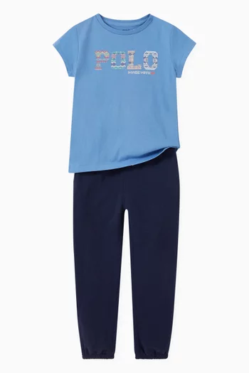 Mini Polo Logo Sweatpants in Cotton