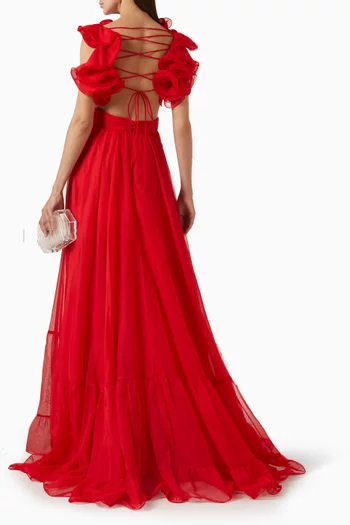 Ruffle Tiered Gown in Chiffon