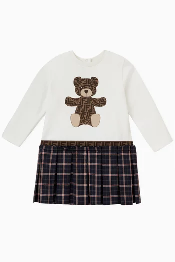 Teddy Bear Checkered Dress in Cotton