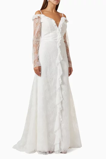 Camille Wedding Dress in Chantilly Lace & Chiffon