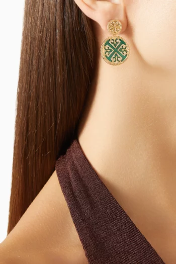 Lace Diamond & Malachite Earrings in 18kt Gold