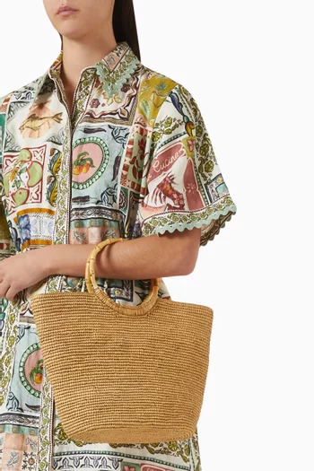 Medium Bamboo-handle Bag in Toquilla Straw