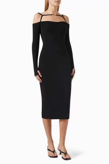 La Robe Sierra Cut-out Midi Dress in Viscose-blend