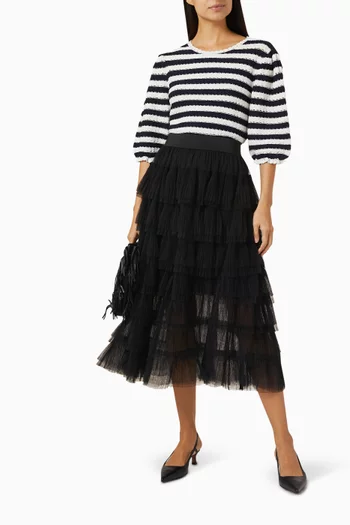 Ruffle Tiers Midi Skirt in Tulle