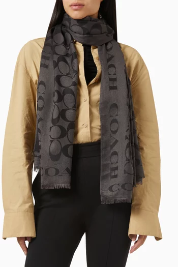 Signature Logo-jacquard Scarf in Silk & Cotton