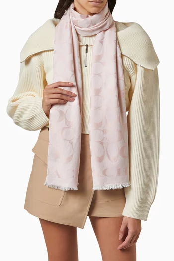 Signature Logo-jacquard Scarf in Silk & Cotton