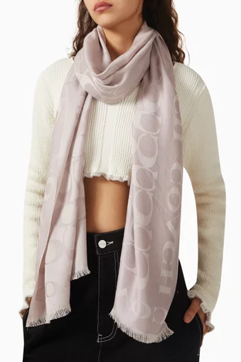 Signature Logo-jacquard Scarf in Silk & Cotton