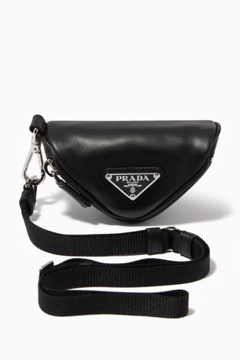 Triangle Pouch with Strap in Saffiano Leather