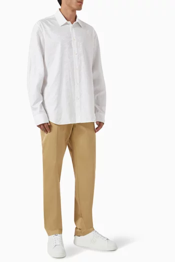 Logo Monogram Jacquard Shirt in Cotton Poplin